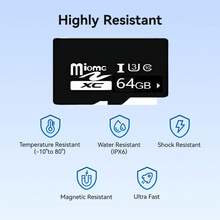 1 buah Kartu Micro SD Kecepatan Tinggi 32G, 64G, 128G, 256G, Kartu Penyimpanan Tahan Air Kelas U3 10, Kartu TF Cocok Untuk Tablet, Kamera Aksi, Kamera Pengawasan, dan Perangkat Lainnya. - hitam - View 5