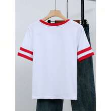 Women's Funny Y2K Sanrio Hello Kitty Anti Social Club Print T-Shirt, Loose Fit Red Trim Crew Neck Short Sleeve Casual Tee For Summer - White - View 4