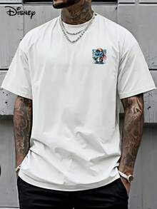 Officially Licensed Product, Disney Lilo & Stitch, Short-Sleeved Shirt With Disney Cartoon Pattern, Disney Men's Short-Sleeved Shirt - 白色 - 查看 2