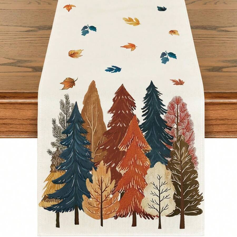 1 Stück Herbst Ahorn Blatt Tischdecke, saisonale Herbst Küche Esszimmer Tischdekoration für Zuhause und Partys - Aprikosenfarben - Übersicht 1