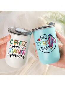 Customized Stainless Steel Insulated Tumbler, Teacher Mug, Double Wall Vacuum Insulated Coffee Cup With Personalized Name Option, Cold Drink Cup | Elegant Matte Finish | Double Wall Insulation, Coffee Cup, Reusable, Multifunctional, Decorative, Fashionable, Exquisite, Customized, Personalized, Unique, Ideal Gift For Men, Teacher New Year Gift - Multicolor - View 2