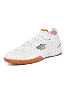 1 Pair Unisex Professional Low-Top Flat Indoor Soccer Shoes, Retro Wave Pattern Patchwork Design, Lightweight Shock-Absorbing Outsole, Delicate Touch, Enhanced Agility And Directional Change, Specially Designed For 5-A-Side Football Matches - White - View 4