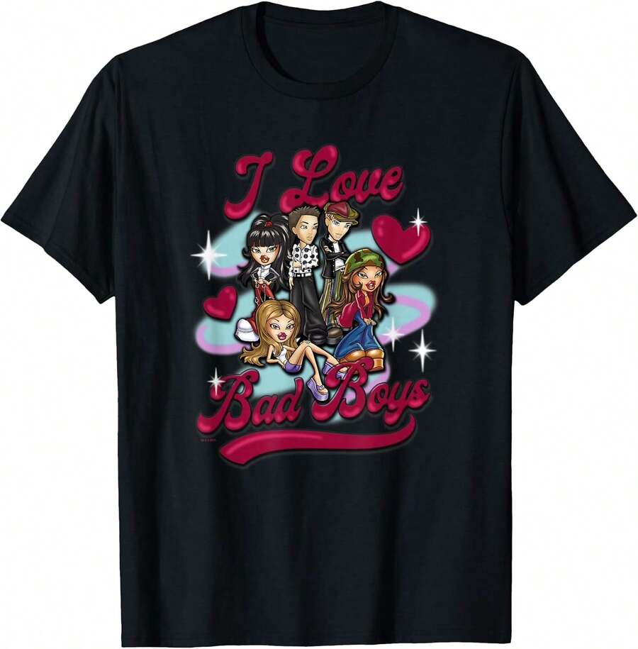 I Love Bad Boys Airbrush T-Shirt Summer Outfits For Women,Summer Tops,Vacation Outfits Women,Summer Clothes,Spring Outfits For Women,Tops For Women,Birthday Outfits For Women,Spring Tops,Graphic Tees Men,Mens Clothes,Kids Clothes Boys,Summer Outfits For Girls - Black - View 1