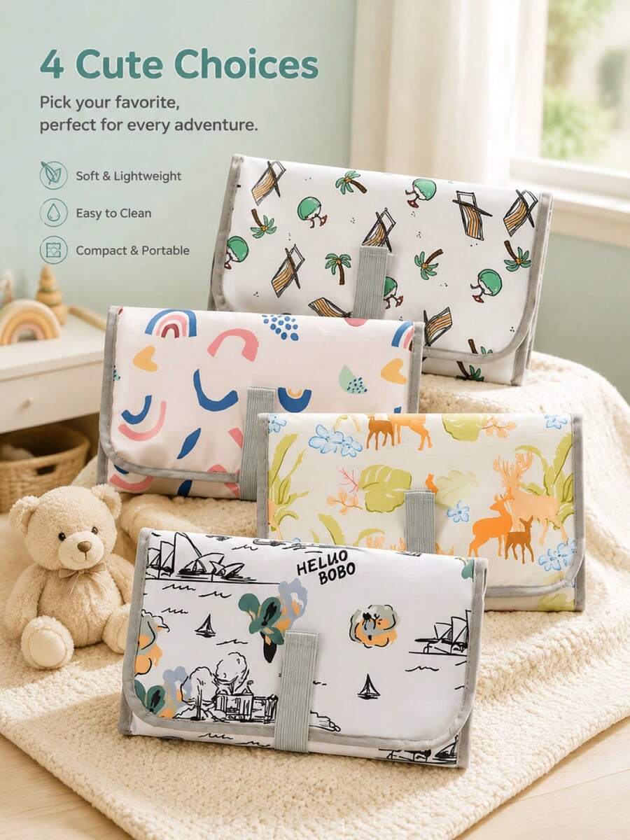 1pc Foldable Portable Baby Diaper Changing Pad, Multifunctional Diaper Changing Station - Multicolor - View 1