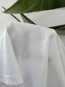 100% Cotton. Soft Cotton Shirt. 1 Pack Solid Color Drop Shoulder Summer T-Shirt. Vintage Summer T-Shirt. - White - View 5