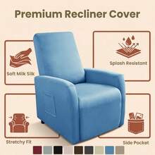 4pcs Waterproof Small Slouchy Sofa Cover, Elastic Slouchy Sofa Slipcover With Storage Pockets, Suitable For Slouchy Chair, Armchair, 1-Seater Recliner, Waterproof Elastic Armchair Protector Cover For Slouchy Chair, TV Chair Conversion - Multicolor - View 13