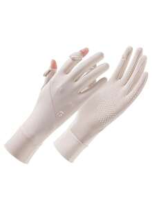 1 par de guantes de protección solar para mujer, finos de verano para exteriores, ciclismo, patinete eléctrico, conducción, sombreado, antideslizantes, pesca, seda de hielo - Multicolor - Ver 7