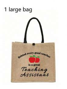 Teacher Theme Tote Bag And Makeup Bag Set, Apple Pattern Shopping Bag, Suitable For Weddings, Birthdays, Beach And Holidays, Perfect Gift For Family And Friends. This Large Set Is Very Suitable For Students To Use - Multicolor - View 12