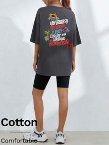 New Arrivals Spring/Summer 2026 Women's: Spring/Summer T-Shirts, Girls' T-Shirts, White Blouses, Women's Spring/Summer Clothing, Printed T-Shirts, Printed Blouses, Cotton Blouses, High-Quality T-Shirts, Blue T-Shirts, Retro Style, Preppy Style, Cute Style, Urban Style, Generation Z, Millennial Style, Y2K, Punk Style, Washed Style, Minimalist Style, Simple Style, Casual Style, Everyday Style, Vacation Style, Fun Prints - 深灰色 - 查看 6