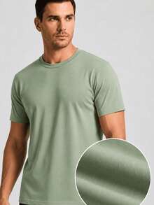 Set Of 2 Short-Sleeve Egyptian Cotton T-Shirts - Military Green and Aqua Green - View 3