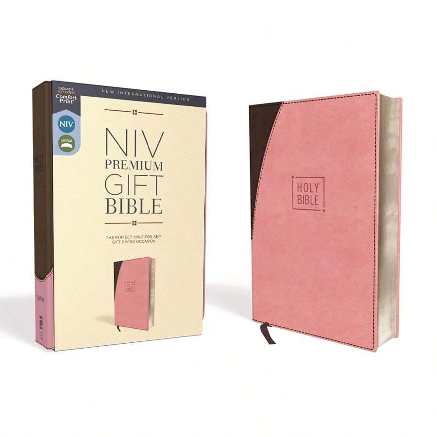 NIV, Premium Gift Bible, Leathersoft, Pink/Brown, Red Letter, Comfort Print: The Perfect Bible For Any Gift-Giving Occasion - Default - View 1