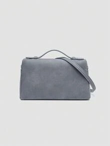 1 pieza Bolso de hombro cuadrado de unicolor con textura de grano de litchi en PU, pequeño bolso de mano para mujer, adecuado para combinar con diaria, salidas, compras, fiestas, bol - Iron Gray - Ver 5