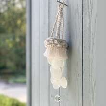 1pc Macrame Wall Hanging, Handwoven Decor With Wooden Beads & Tassels, Boho Style Wall Decor For Bedroom - Beige - View 8