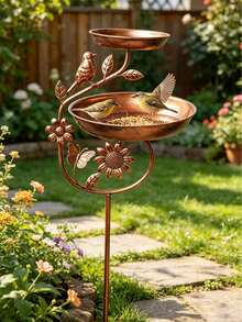 1pc Vintage Iron Garden Bird Bath - Dual Basin Design, Sturdy Five-Claw Base, Water Basin/Feeder Function, Suitable For Outdoor Garden, Patio, Rice Field, Farm, Spring/Summer Decoration, Ideal Gift For Bird Lovers And Gardening Enthusiasts - Double Basin - View 8