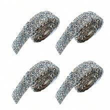 1/4 CÁI Ruy băng pha lê lấp lánh, Ruy băng dán đá tự dính DIY cho bánh cưới, đồ thủ công sinh nhật, đồ trang trí - bạc - Xem 14