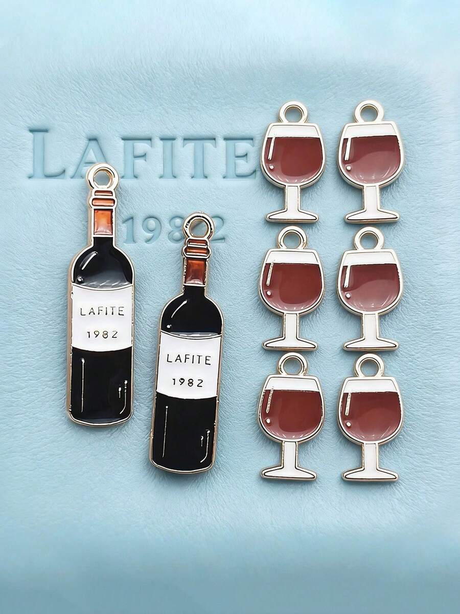 20pcs Wine Glass Drip Oil Jewelry Pendant DIY Accessories - Multicolor - View 1