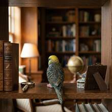 1pc Realistic Parrot Figurine Decor, Cute Bird Desktop Ornament, Home Decoration - 1PC - View 2