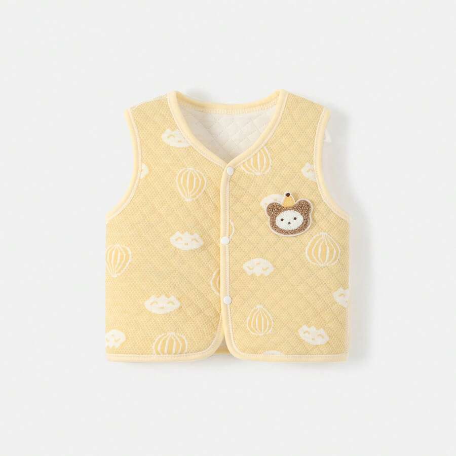 Warm Pure Cotton Vest For Babies And Toddlers, Ideal For Spring And Autumn, Baby Top For Autumn And Winter, Vest, Gilet And Sleeveless Jacket. - 黃色 - 查看 1