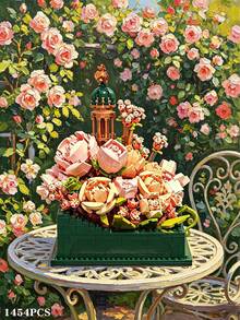 1454pcs Adult Rose Lighthouse Building Blocks Set, Luxury Modular Assembly Toy, Stress Relief Anti-Anxiety Game, Romantic Desktop Decoration/Ornament/Display/Collectible/Birthday Gift/Romantic Couple Gift/Holiday Gift - Multicolor - View 18