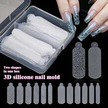 24件組3D美甲矽膠模具套裝,含美甲貼紙模板與可重複使用矽膠美甲模具,適用於居家與美甲沙龍使用 - 彩色 - 查看 4