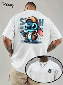 Officially Licensed Product, Disney Lilo & Stitch, Short-Sleeved Shirt With Disney Cartoon Pattern, Disney Men's Short-Sleeved Shirt - 白色 - 查看 1