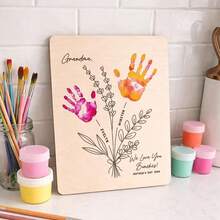Personalized Father's Day Handprint Art Project Best Dad Best Grandpa With Kids Doodle DIY Gift For Dad/Grandpa, Personalized Handprint Sign, DIY Wooden Keepsake Gift For Dad/Grandpa - C-father's Day Handprint Art - View 7
