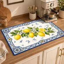 1 buah Keset Penyerap Tanah Diatom Bermotif Lemon Biru & Putih, Alas Pengering Penyerap Air untuk Meja Dapur, Alas Mesin Kopi, Alas Teko Kopi Tuang, Alas Pengering Piring & Cangkir, Keset Dapur Tahan Panas dengan Alas Anti Selip, Alas Meja Makan, Alas Sarapan, Alas Mesin Cuci, Keset Dekorasi Rumah untuk Dapur, Meja Makan, Kedai Kopi, Bar, Hadiah Pesta Liburan atau Pesta Pindah Rumah - MultiWarna - View 8