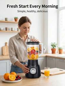 SOKANY Blender Juicer 2-in-1 500W, Kontrol 3 Kecepatan dengan Pisau Stainless Steel, Wadah Anti Pecah 1,5L & Saluran Masuk Lebar 3 Inci, Mudah Dibersihkan untuk Jus, Smoothie, Kopi, Rempah-rempah, Penggunaan di Rumah, Kantor, Dapur, dan Gym - Putih - View 5