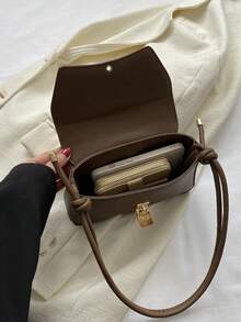 Fashionable Solid Color Retro Baguette Minimalist Underarm Shoulder Bag For Women - Chocolate Brown - View 6