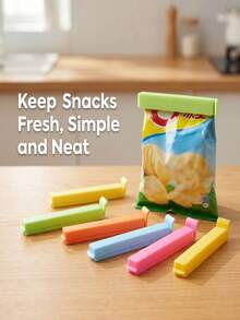 6 pièces Nouveaux clips de scellage de sac de conservation alimentaire portable, accessoires d'outils, couleur aléatoire, élément essentiel de cuisine - Multicolore - Voir 9