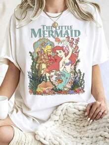 Disney Cartoon Red-Haired Princess Atmosphere Printed T-Shirt, Suitable For Daily Wear, Easy To Wear In Summer, Micro-Elastic, Soft Round Neck Casual Daily Shirt, Round Neck Summer Sweatshirt, Both Men And Women, Loose Version, Holiday Gifts.--Disneys Disneyland Paris The Magic Kingdom Disneyesque The House Of Mouse Mickey Mouse Empire Modest Summer Outfits Take That T Shirt Summer Coord Tops For Women Summer Summer Clothes Women Summer Clothes Summer Tops Summer Tops Women Summer Co Ord Summer Top Summer Outfits White Top Black Top Holiday Outfits For Women  Tops For Women Summer Holiday Gifts Valentine's Day Gifts Earth Day Gifts Oktoberfest Gifts Summer Bank Holiday GiftsDisney Oversized T-Shirt - trắng - Xem 6