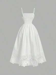 MOD Vestido midi bordado para mujer - Blanco - Ver 4