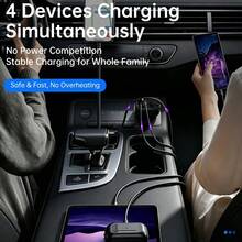 Cargador de coche retráctil 4 en 1 con tira de luz estelar y aromaterapia, adaptador de encendedor de cigarrillos USB C de 97W con carga rápida, accesorio de coche retráctil con luz estelar, compatible con iPhone 17 Pro Max Air 16 15 14 13 12 y Android, ambientador de coche, compatible con modelos de vehículos de 12-24V de todos los tamaños, adecuado para familia, amigos, niños, cumpleaños, Navidad, regalos de invierno, suministros para coche - negro - Ver 7