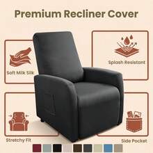 4pcs Waterproof Small Slouchy Sofa Cover, Elastic Slouchy Sofa Slipcover With Storage Pockets, Suitable For Slouchy Chair, Armchair, 1-Seater Recliner, Waterproof Elastic Armchair Protector Cover For Slouchy Chair, TV Chair Conversion - Multicolor - View 11