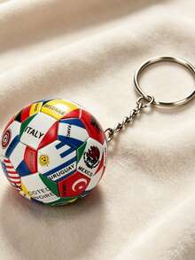 Exquisite Football Keychain With Printed Design, World Cup Commemorative Football Keychain, Mini Football Pendant With National Flags, Essential Accessory For Football Fans, Keychain For Backpacks And Cars, Creative Football Keychain For Students And Fans - Multicolor - View 1