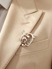 1PC Custom Name Treble Clef Brooch, Personalized Bass Clef Heart Brooch, Stainless Steel Sheet Music Symbol Musician Brooch, Elegant Ician Brooch, Fashionable Music Festival Jewelry, Mother's Day, Father's Day, Birthday And Music Festival Gifts, Personalized Gifts, Holiday Accessories, High Quality Handmade Jewelry, VacationAccessories, Exclusive For Festival Lovers - Multicolor - View 7