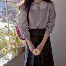 1 chiếc áo sơ mi nữ đen trắng thời trang, kiểu dáng layering, cổ áo giả rời thanh lịch, phụ kiện đa năng phù hợp cho trang phục mùa xuân/hè. - Hoa ren trắng - Xem 6