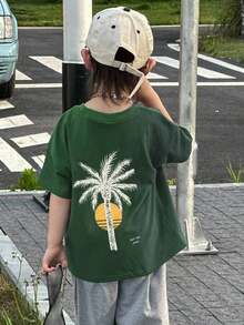 Camiseta para niños, ropa de otoño para vacaciones - Verde - Ver 4