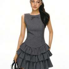 Women Long Dresses - Blue-brown Stripes - View 5