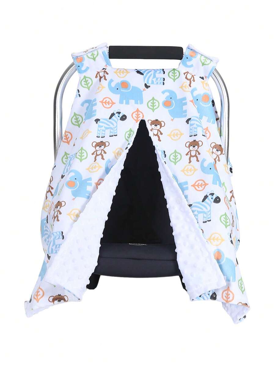 Cartoon Printed Baby Carrycot Sun Shade Cover Windproof Sun Block Infant Seat Cover - Multicolor - View 1