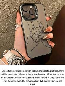 1 chiếc ốp lưng Vitality màu đen, họa tiết vẽ tay hình gia đình ba người, cá nhân hóa cho iPhone 16 Pro Max, 15/14 Plus/13/12/11. - Nhiều màu - Xem 3