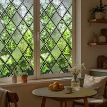 1/4pcs Stained Glass Static Cling Window Film Privacy Rhombus Geometric Pattern Non-Adhesive Heat Control UV Blocking Removable Decorative Glass Sticker For Home Office Bathroom Decor - Diamond-shaped Privacy Film - View 6
