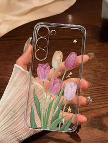 1 Piece Soft Phone Case With Minimalist Tulip And Star Pattern, Compatible With Huawei Honor, , Galaxy A04e/12/A13/A14/A34/A50/A52/A53/A54/S21/S22/S23/S24/S25/S25Ultra/S25FE/S26/S26 PLUS/S26 ULTRA/S26 EDGE, 6A/7A/8A, 12T/13T/15T/15T Pro - 款式 1(1 件) - 查看 2