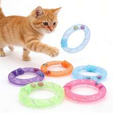 6 PCS Random Color Cat Mesh Ring Toys With Bell, Interactive Plastic Spring Tube Rings For Indoor Cats Kittens, Chewable Teething & Boredom Relief Cat Toys - View 1