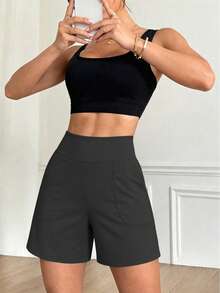 Spring/Summer Women's 1 Piece Athletic Tight Shorts, 5-Inch Shorts Sports - Black - View 3