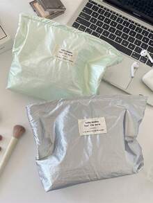 1 pieza Bolsa de maquillaje con cremallera de unicolor. Gran espacio para cosméticos & artículos pequeños. Portátil para el hogar, viajes y la escuela. Regalo perfecto para mamá y la novia. - Multicolor - Ver 11