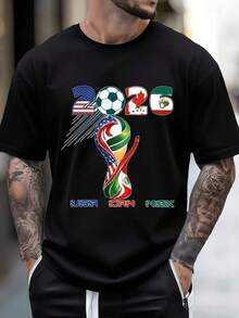 Camiseta de fútbol unisex de manga corta, modelo 2026, para EE. UU., Canadá y México, camiseta versátil de cuello redondo para hombre, cómoda y de tela suave, adecuada para deportes, uso diario casual y actividades al aire libre, regalo para fanáticos. - Negro - Ver 6