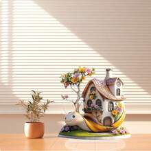 1pc Cute 2D Flat Acrylic Printed Garden Snail House Creative Bedroom Decor - E - View 4