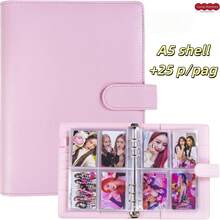 A5 Macaron Shell With 25 Sheets 4-Slot Photo Album Pages, 3-Inch Large Capacity Storage Card Album, Leather Card Holder, Macaron Solid Color, Luxury Leather, Waterproof & Scratch-Resistant, 4-Slot Card Slots, Tight & Non-Slip, High Transparency Pages, Detachable & Replaceable, Portable, Japanese Fresh Style, Korean Ins Style, American Minimalist, Instant Camera Storage, 3-Inch Photo Collection, Celebrity Card Organization, Idol Peripheral Storage,Card Holder - A - View 1