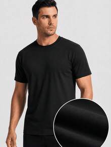 Set Of 2 Short-Sleeve Egyptian Cotton T-Shirts - Silver and Black - View 3